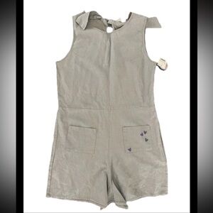 Disney X Junk Food Romper Jumper Size Large Gray Mickey Mouse Linen Blend NEW